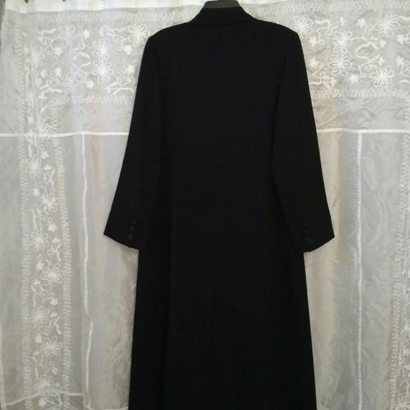 RARE Vintage Black Maxi-Trench Coat, size 9 - Picture 5 of 10